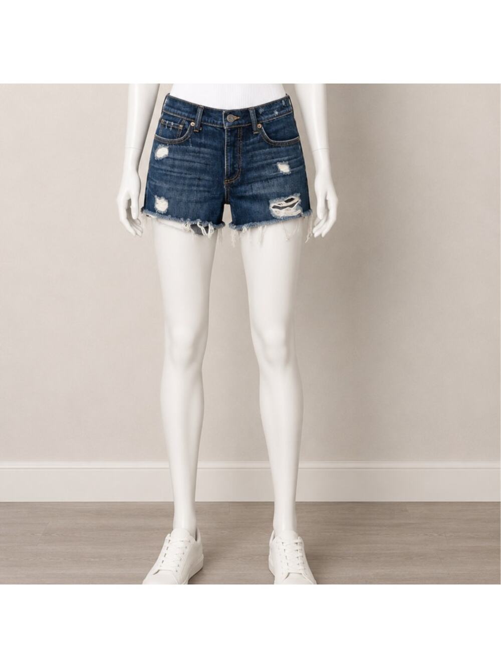 Lucky Brand The Boyfriend Short Distressed Denim Cutoff Shorts Women's 8/29 Blue